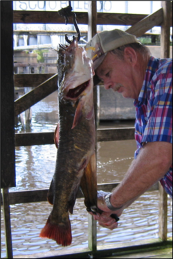 Fishers participate in gut analysis on site.