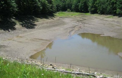 Photo of the pool behind the dam on Browns Run in Pennsylvania.