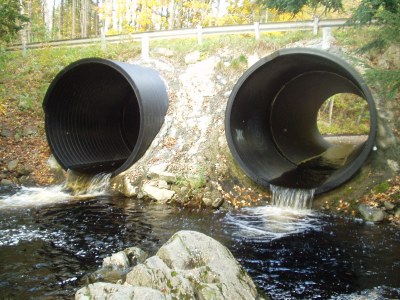 Photo of culverts on Jam Black Brook at low water conditions.