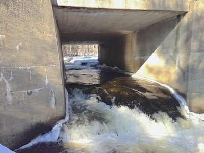 Photograph of Patten Stream Facing Upstream in Winter