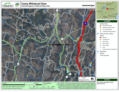 Site map for Camp Wihakowi dam removal project bull Run Northfield, VT