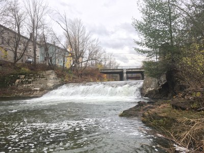 looking upstream at the Cross Brothers Dam, Northfield, VT