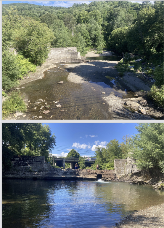 Cross Brothers Dam above and downstream