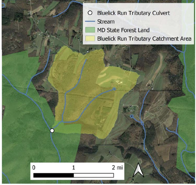 Map of bluelick run watershed
