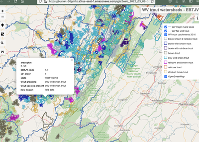 screenshot of WV map to show legend and hover popups